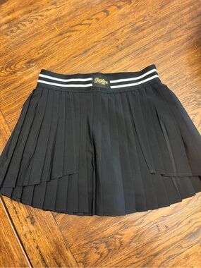 Justice Black Pleated Mini Skirt with Striped Waistband